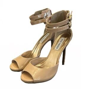 Steve Madden Open Toe Double Buckle‎ Ankle Strap 5" Pump Shoe Size 7.5